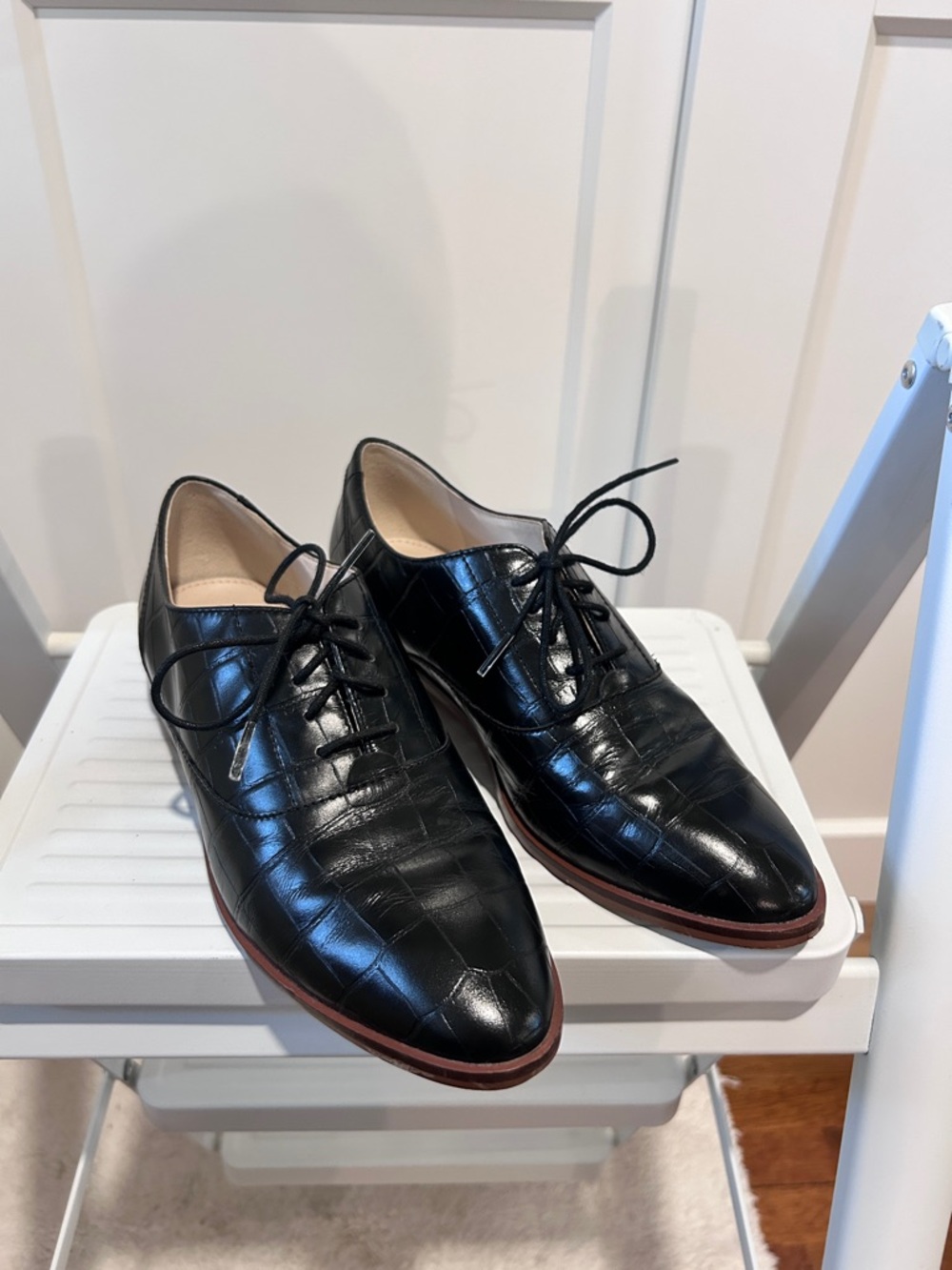 Women’s Cole Haan Leather Lace-Up Crocodile Oxford Shoes